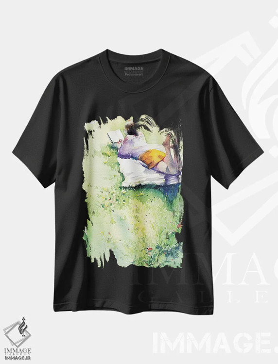 تیشرت مشکی طرح دار عصر تابستانی، مدیوم اثر مارینا ایگناتووا | فروشگاه ایماژ