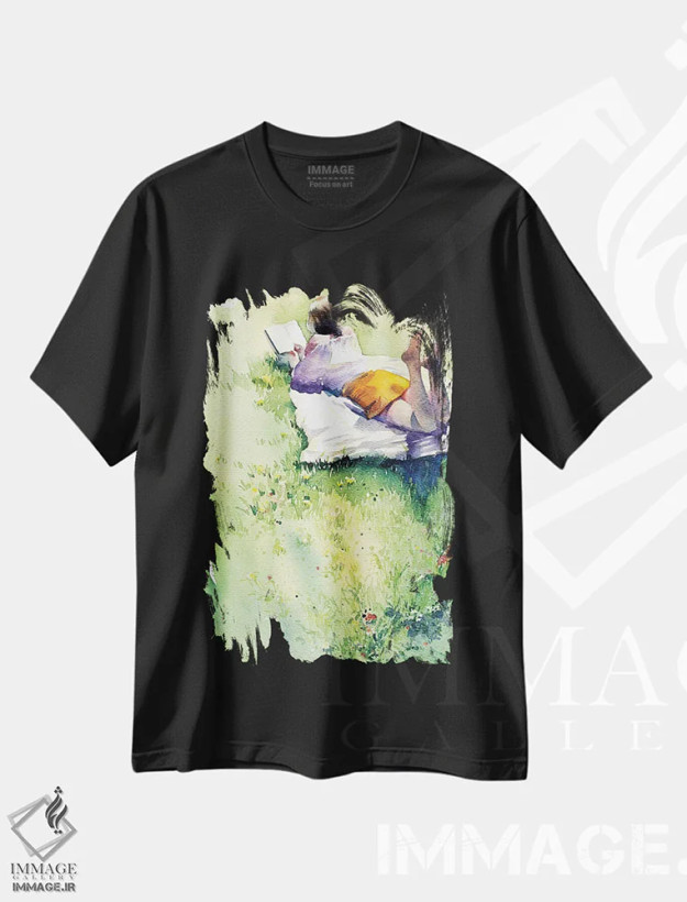 تیشرت مشکی طرح دار عصر تابستانی، مدیوم اثر مارینا ایگناتووا | فروشگاه ایماژ