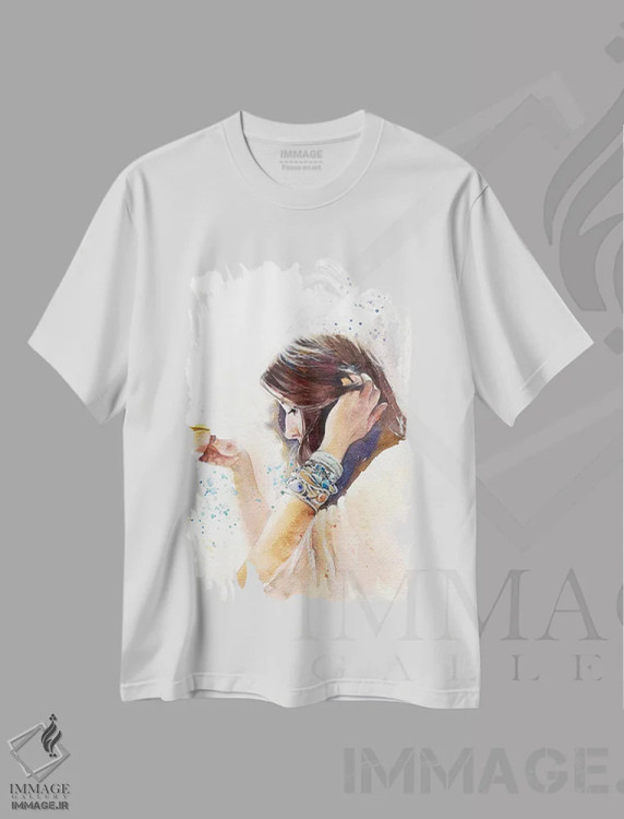 تیشرت سفید طرح دار لحظه، مدیوم اثر مارینا ایگناتووا | فروشگاه ایماژ