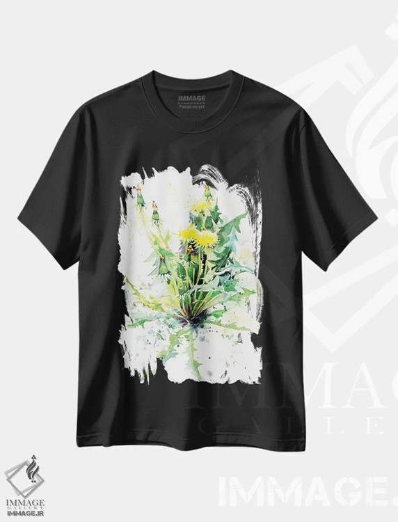 تیشرت مشکی طرح دار قاصدک، مدیوم اثر مارینا ایگناتووا | فروشگاه ایماژ