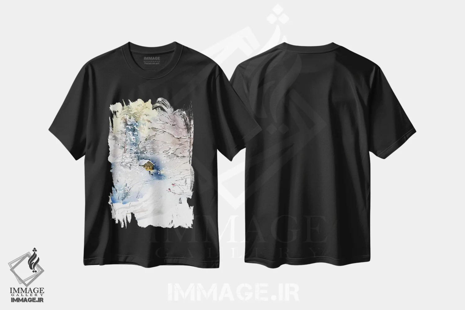 تیشرت مشکی طرح دار زمستان، تزئینی اثر مارینا ایگناتووا | فروشگاه ایماژ