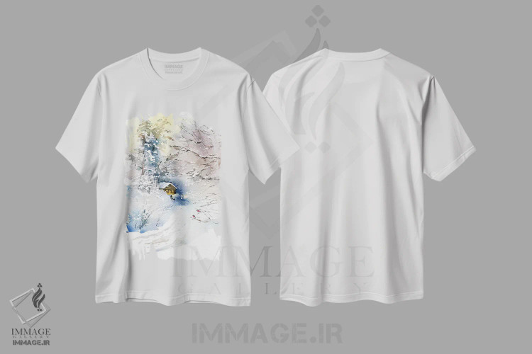 تیشرت سفید طرح دار زمستان، تزئینی اثر مارینا ایگناتووا | immage.ir