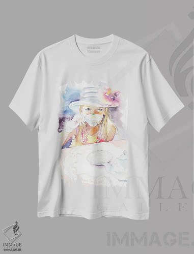 تیشرت سفید طرح دار مهمانی چای، مدیوم اثر مارینا ایگناتووا | فروشگاه ایماژ