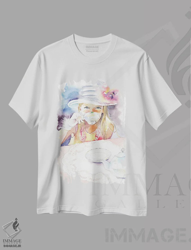 تیشرت سفید طرح دار مهمانی چای، مدیوم اثر مارینا ایگناتووا | فروشگاه ایماژ