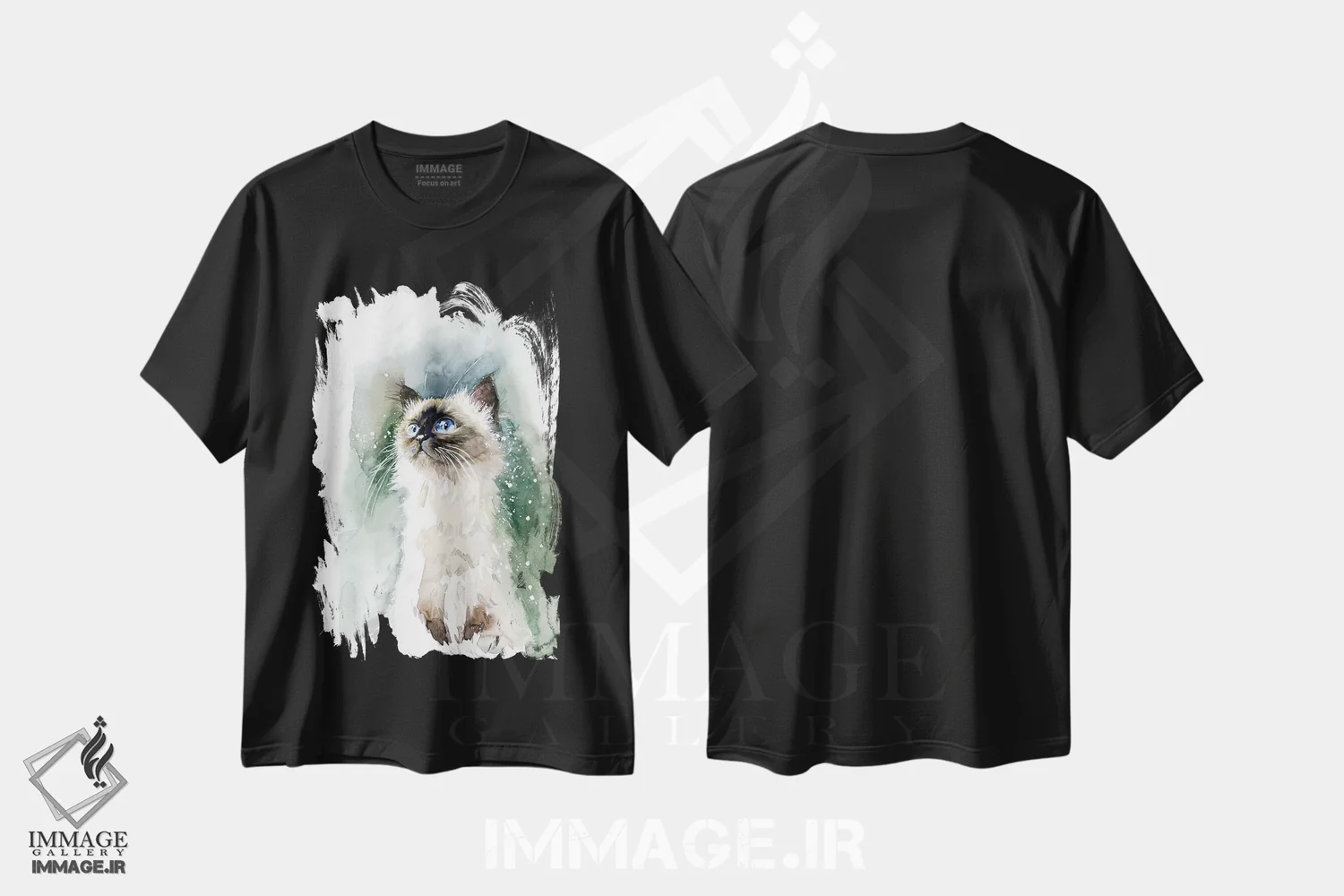 تیشرت مشکی طرح دار بچه گربه با چشم های آبی، مدیوم اثر مارینا ایگناتووا | immage.ir