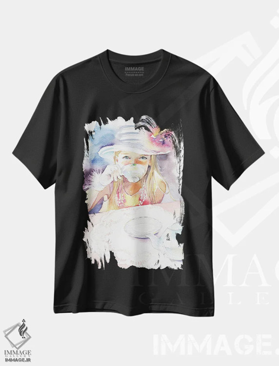 تیشرت مشکی طرح دار مهمانی چای، مدیوم اثر مارینا ایگناتووا | immage.ir