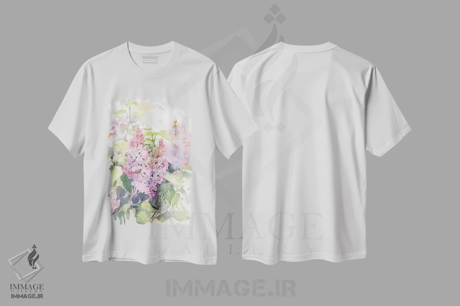 تیشرت سفید طرح دار یاس بنفش، مدیوم اثر مارینا ایگناتووا | فروشگاه ایماژ