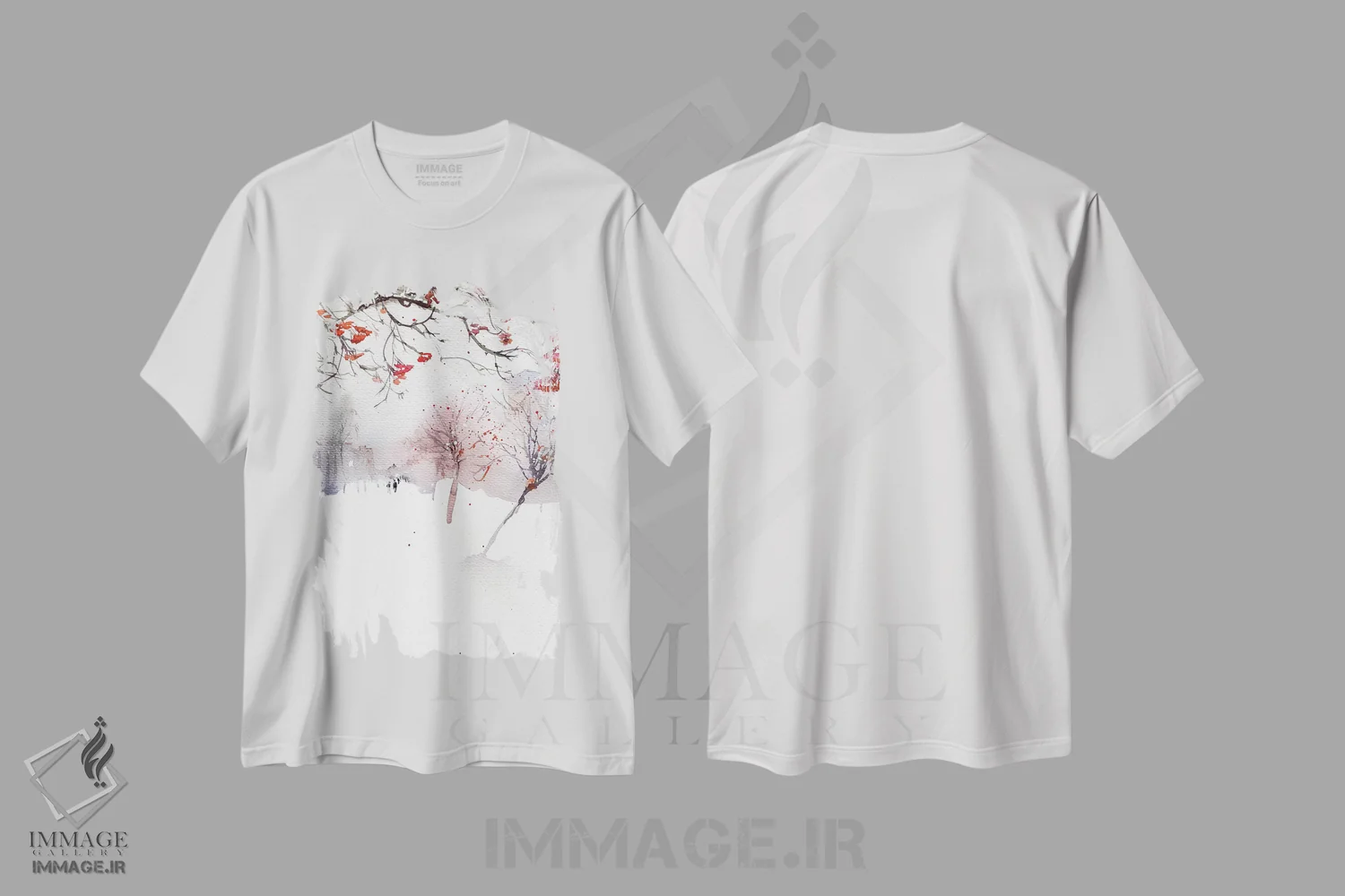 تیشرت سفید طرح دار بولوار درخت زبان گنجشک کوهی، دکور تعطیلات اثر مارینا ایگناتووا | immage.ir