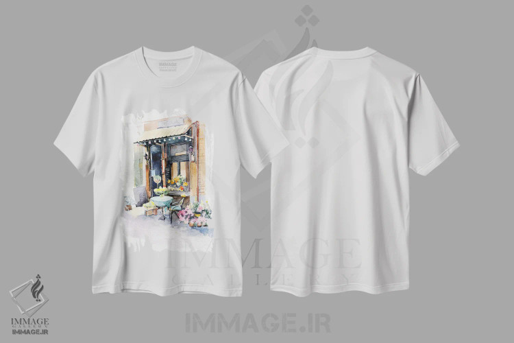 تیشرت سفید طرح دار فروشگاه کوچک، مدیوم اثر مارینا ایگناتووا | immage.ir