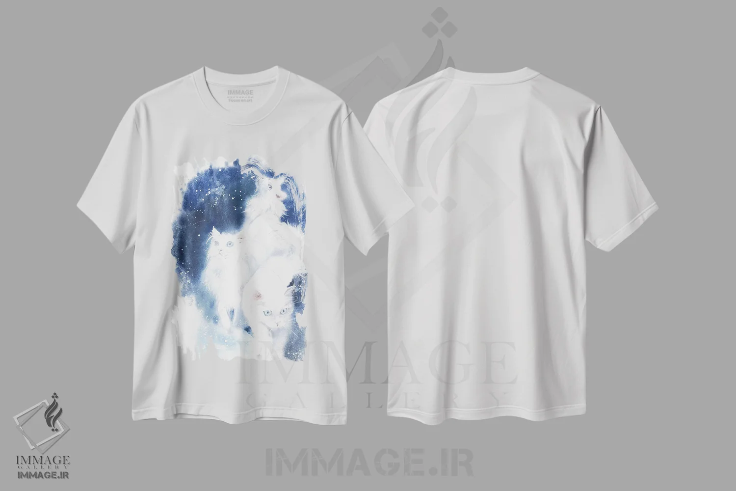 تیشرت سفید طرح دار گربه های سفید، مدیوم اثر مارینا ایگناتووا | immage.ir