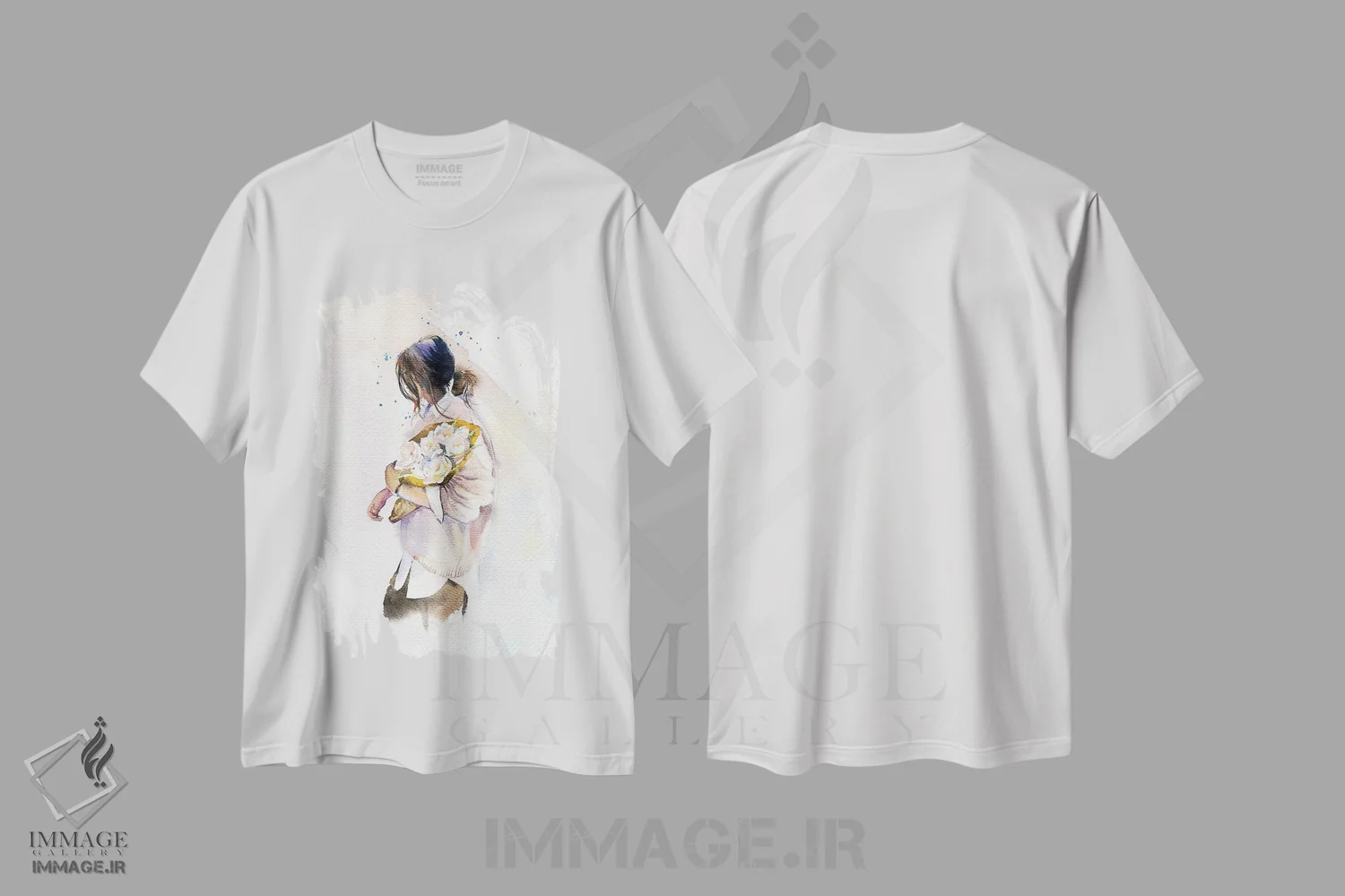 تیشرت سفید طرح دار دختر با گل ها، دکور معاصر اثر مارینا ایگناتووا | فروشگاه ایماژ