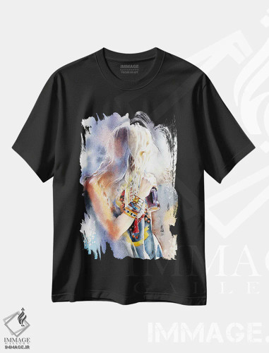تیشرت مشکی طرح دار نگاه به گذشته، دکور معاصر اثر مارینا ایگناتووا | فروشگاه ایماژ