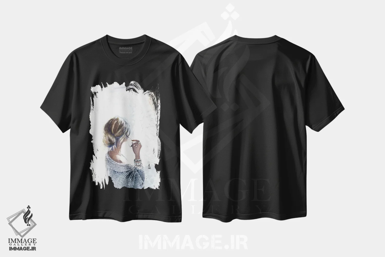 تیشرت مشکی طرح دار کنار پنجره، دکور معاصر اثر مارینا ایگناتووا | فروشگاه ایماژ