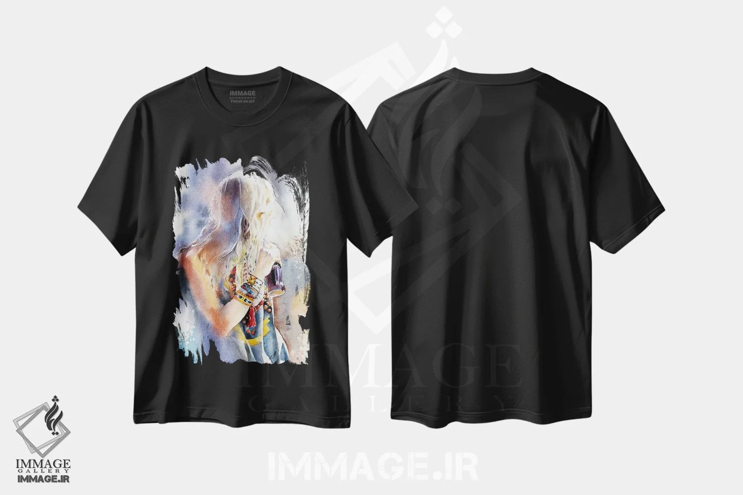 تیشرت مشکی طرح دار نگاه به گذشته، دکور معاصر اثر مارینا ایگناتووا | فروشگاه ایماژ