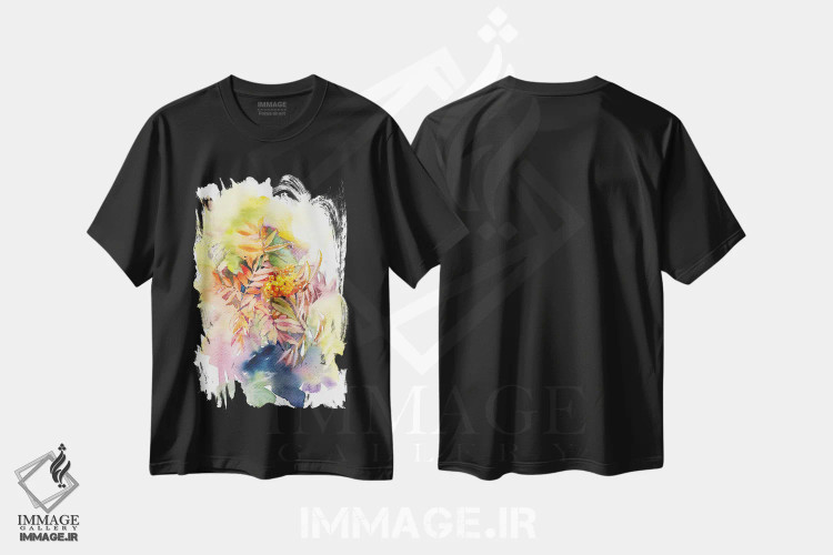 تیشرت مشکی طرح دار درخت روآن I، دکور معاصر اثر مارینا ایگناتووا | فروشگاه ایماژ