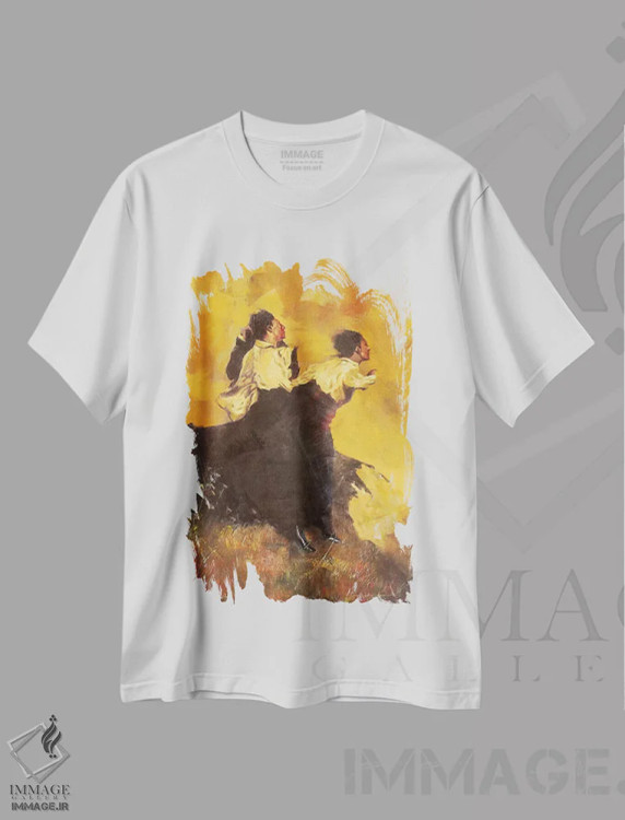 تیشرت سفید طرح دار آن سوی پرتگاه، هنر فاخر معاصر اثر ایگور شولمان | فروشگاه ایماژ