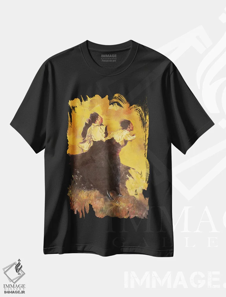 تیشرت مشکی طرح دار آن سوی پرتگاه، هنر فاخر معاصر اثر ایگور شولمان | immage.ir