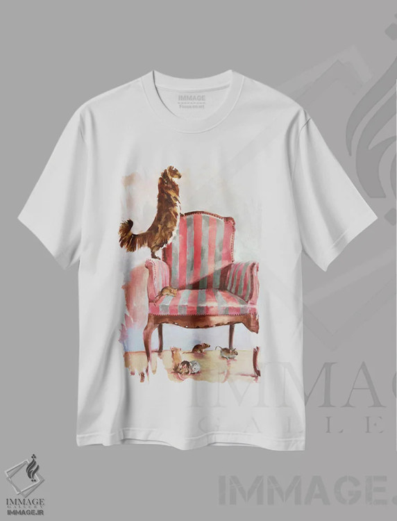 تیشرت سفید طرح دار طبیعت بی جان شاد، هنر فاخر معاصر اثر ایگور شولمان | immage.ir