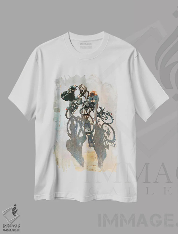 تیشرت سفید طرح دار دیدار پس از کار، هنر فاخر معاصر اثر ایگور شولمان | فروشگاه ایماژ