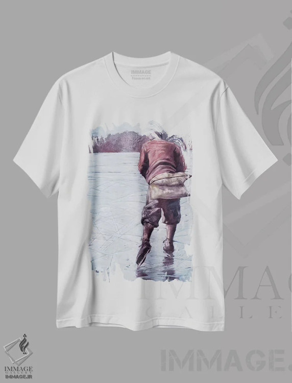 تیشرت سفید طرح دار ترس از درد، هنر فاخر معاصر اثر ایگور شولمان | immage.ir