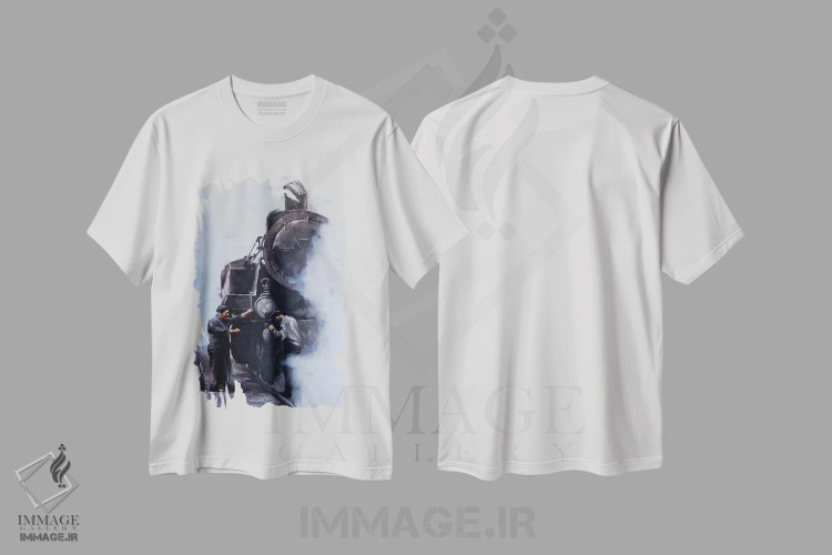 تیشرت سفید طرح دار ماشین های بخار ششم، هنر فاخر معاصر اثر ایگور شولمان | فروشگاه ایماژ