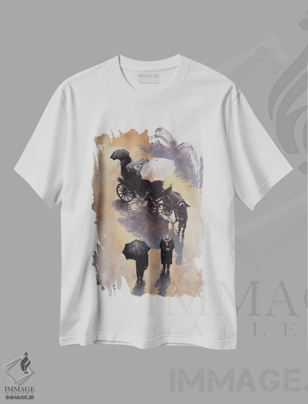 تیشرت سفید طرح دار بارسلون، هنر فاخر معاصر اثر ایگور شولمان | فروشگاه ایماژ