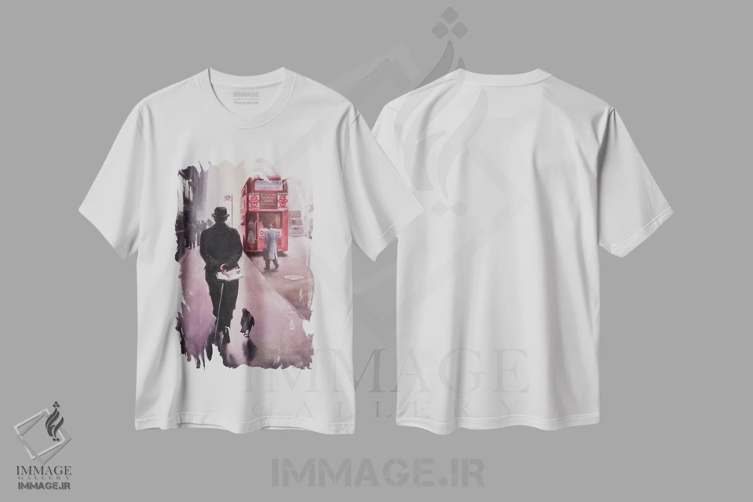 تیشرت سفید طرح دار پیاده روی در لندن، دکوراسیون جایگزین اثر ایگور شولمان | immage.ir