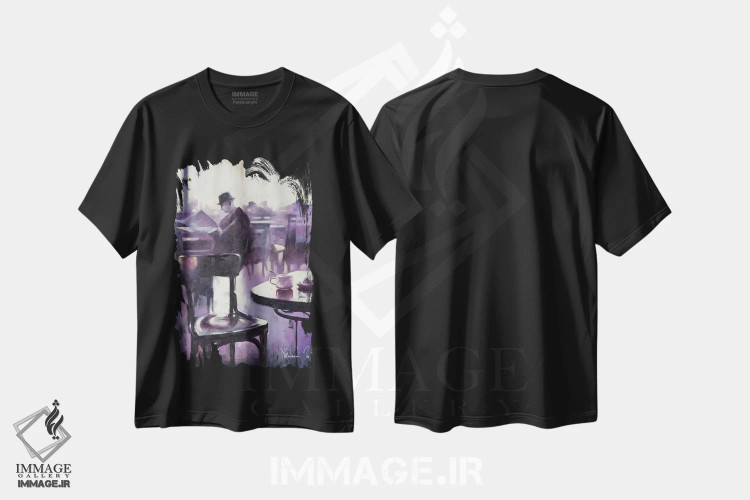 تیشرت مشکی طرح دار روزنامه صبح، دکوراسیون جایگزین اثر ایگور شولمان | فروشگاه ایماژ