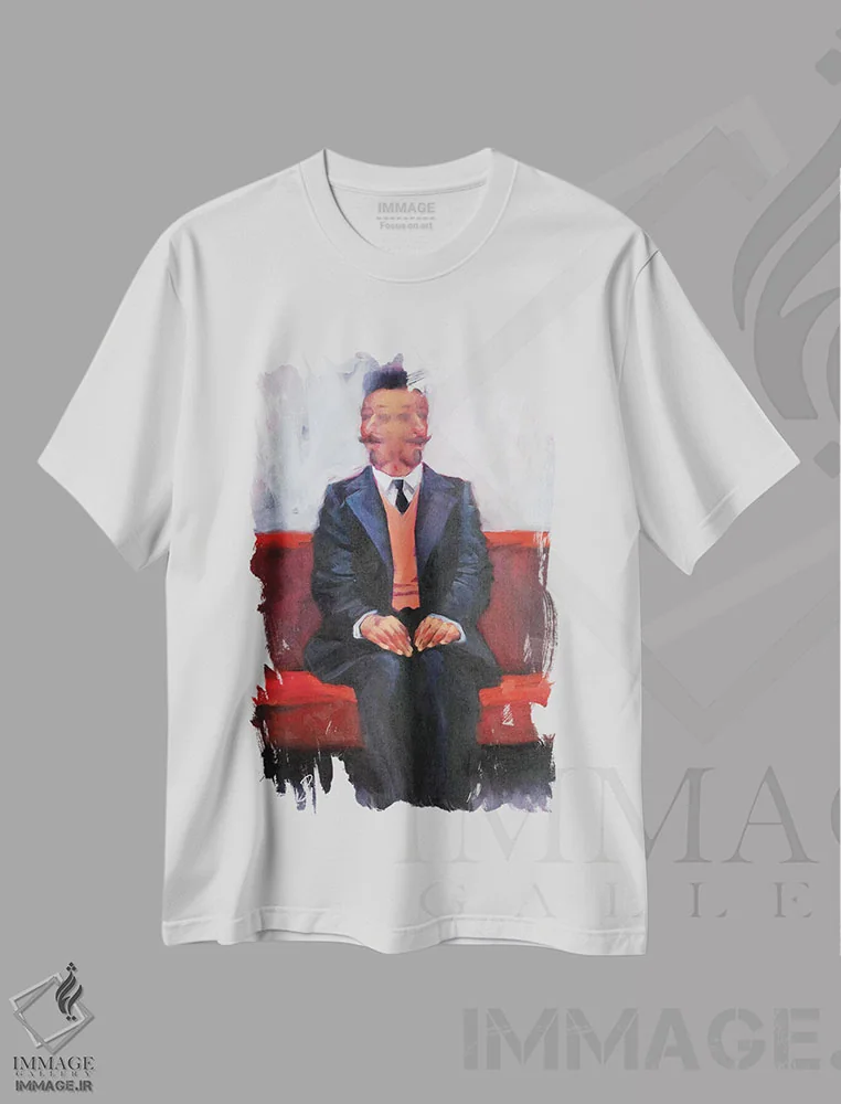 تیشرت سفید طرح دار خودنگاره شماره سه، هنر فاخر معاصر اثر ایگور شولمان | فروشگاه ایماژ