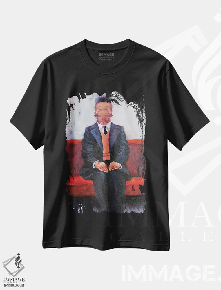 تیشرت مشکی طرح دار خودنگاره شماره سه، هنر فاخر معاصر اثر ایگور شولمان | immage.ir