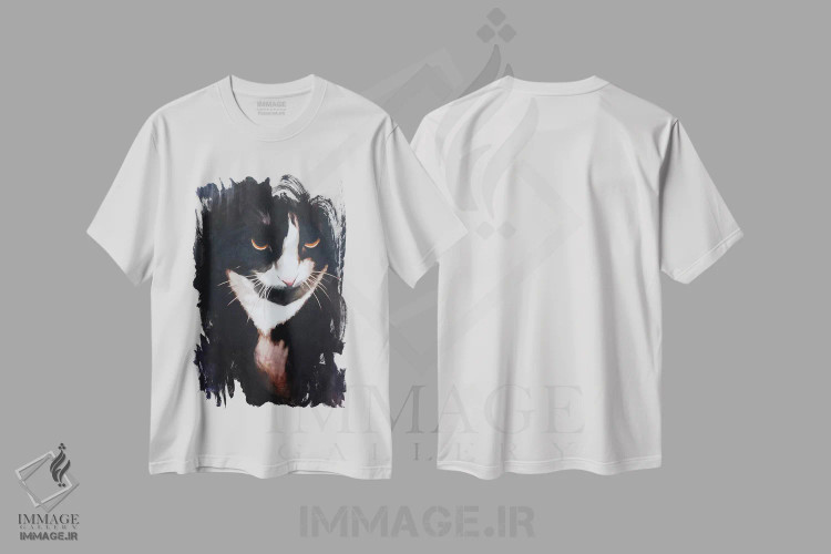 تیشرت سفید طرح دار گربه اول، هنر فاخر معاصر اثر ایگور شولمان | فروشگاه ایماژ