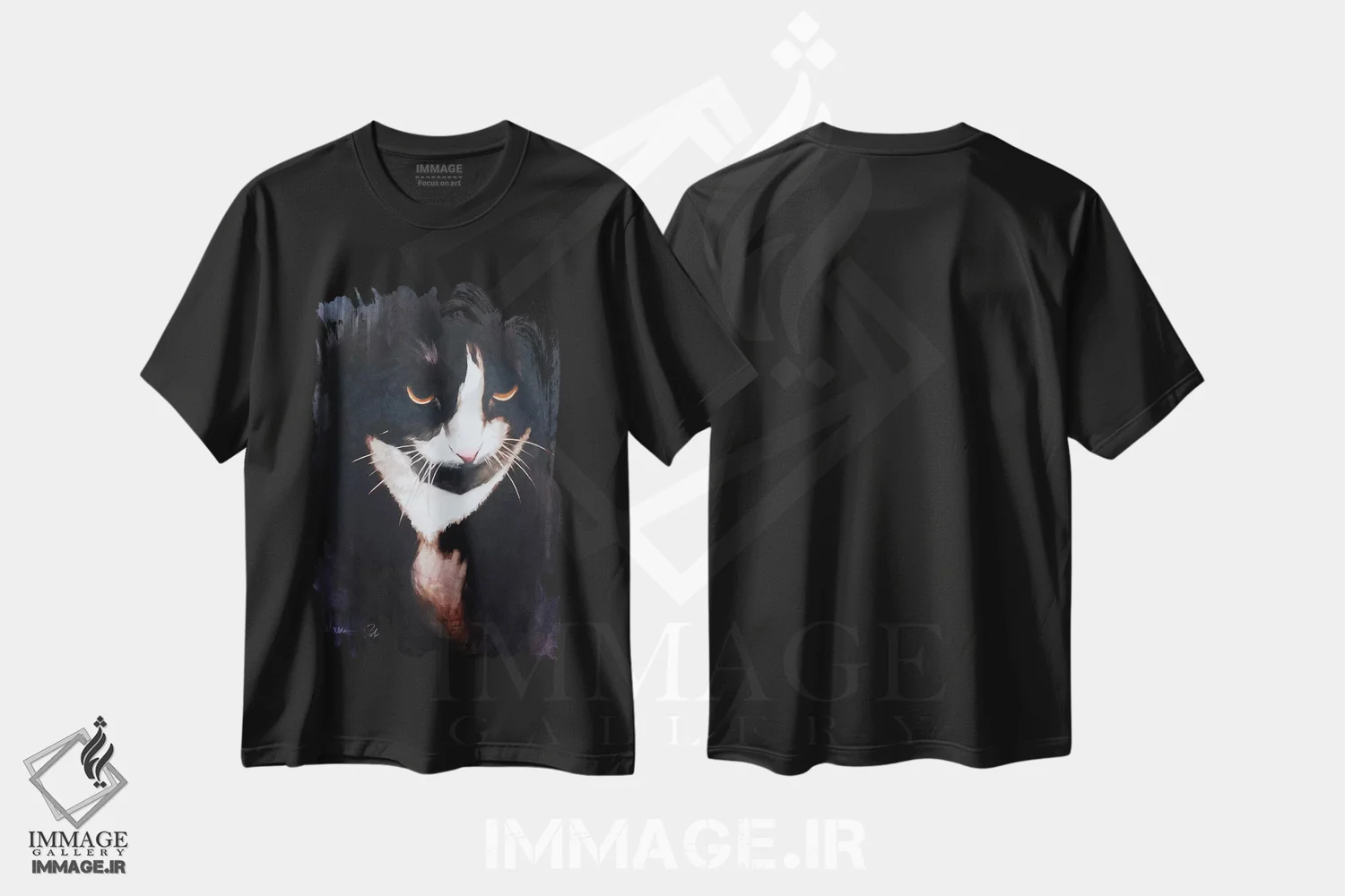 تیشرت مشکی طرح دار گربه اول، هنر فاخر معاصر اثر ایگور شولمان | immage.ir