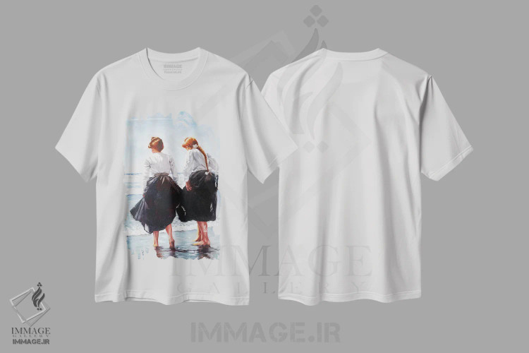 تیشرت سفید طرح دار صبح بهاری، هنر فاخر معاصر اثر ایگور شولمان | immage.ir
