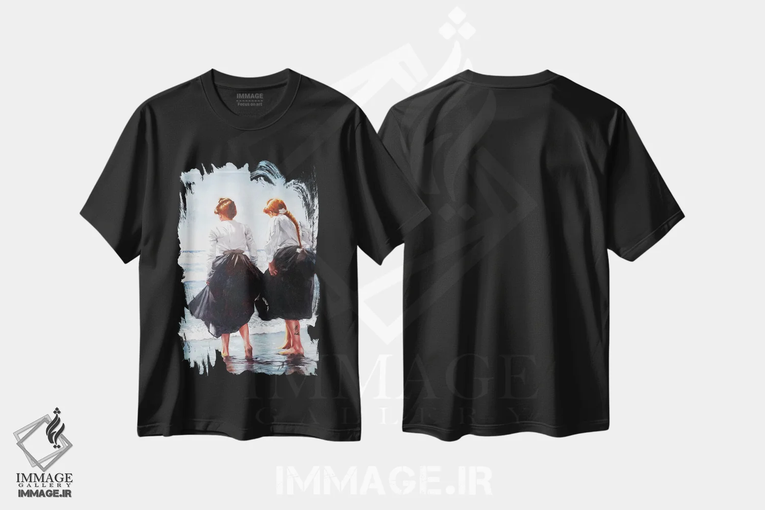 تیشرت مشکی طرح دار صبح بهاری، هنر فاخر معاصر اثر ایگور شولمان | فروشگاه ایماژ