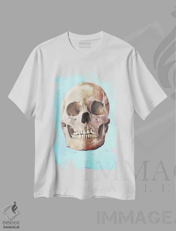 تیشرت سفید طرح دار جمجمه، هنر فاخر معاصر اثر ایگور شولمان | فروشگاه ایماژ