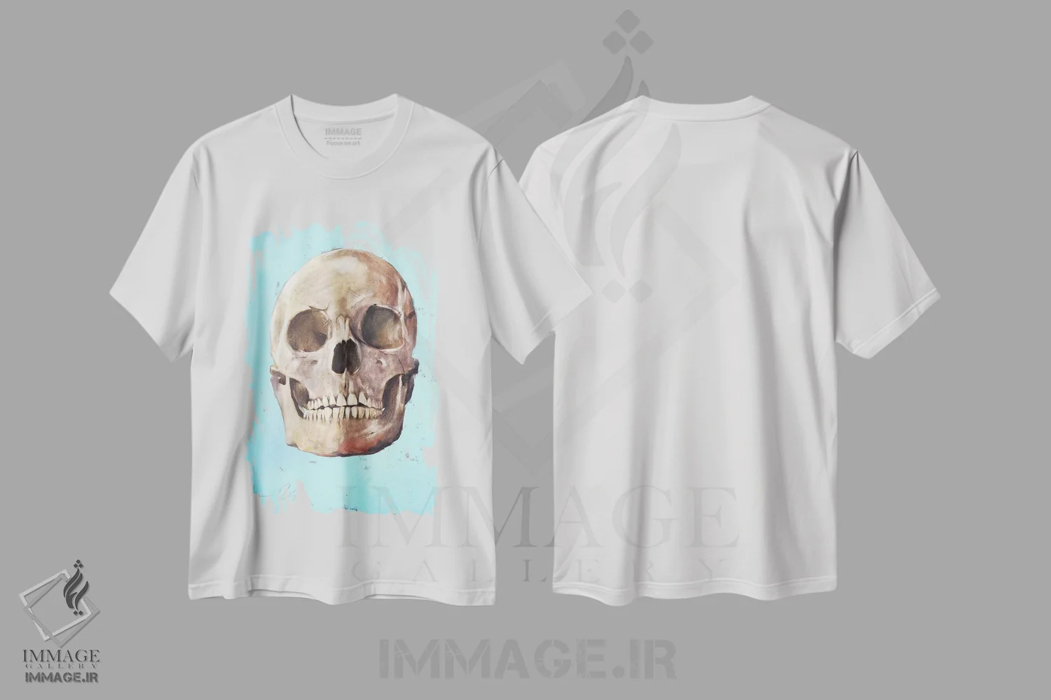 تیشرت سفید طرح دار جمجمه، هنر فاخر معاصر اثر ایگور شولمان | فروشگاه ایماژ