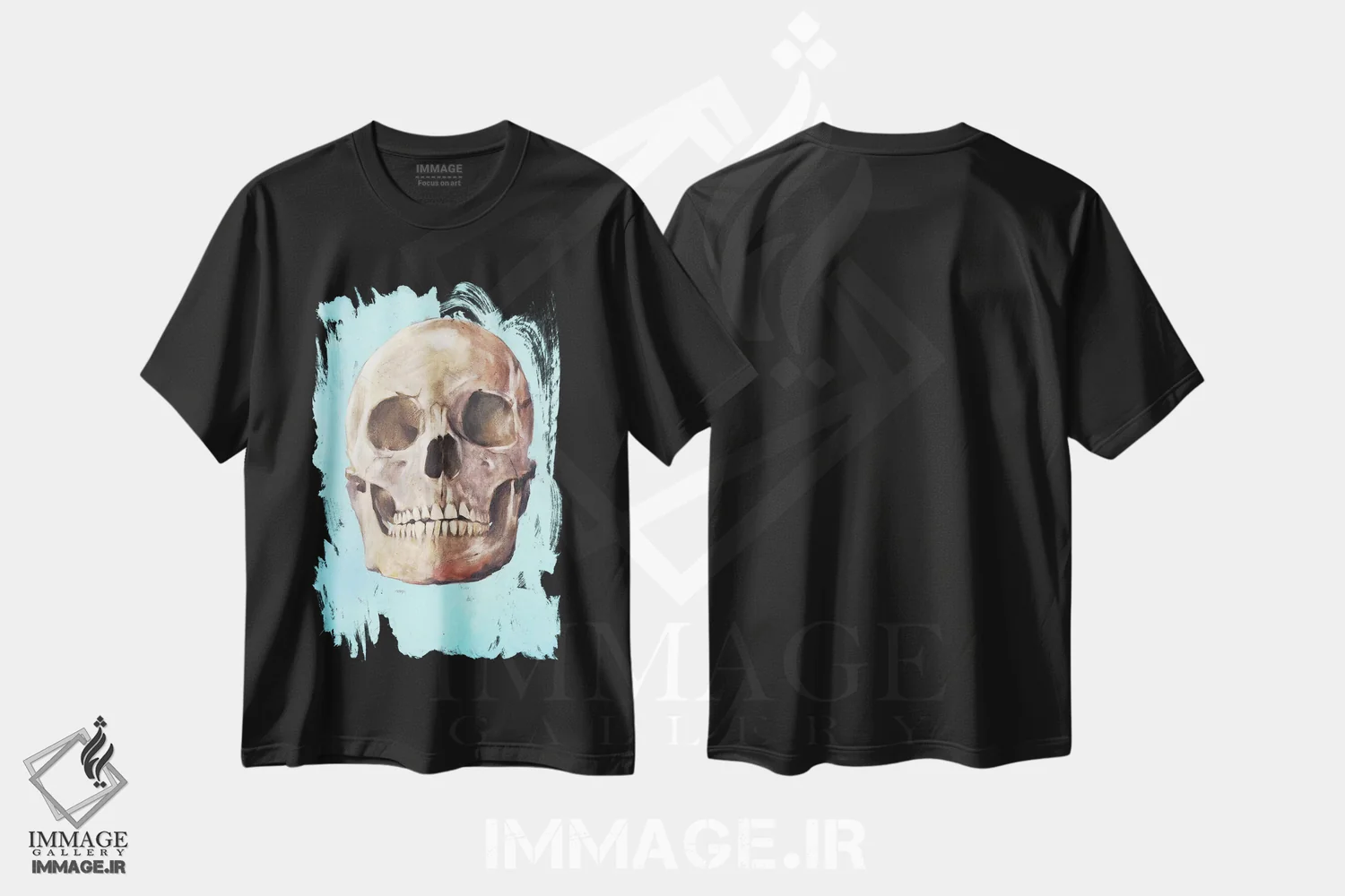 تیشرت مشکی طرح دار جمجمه، هنر فاخر معاصر اثر ایگور شولمان | immage.ir