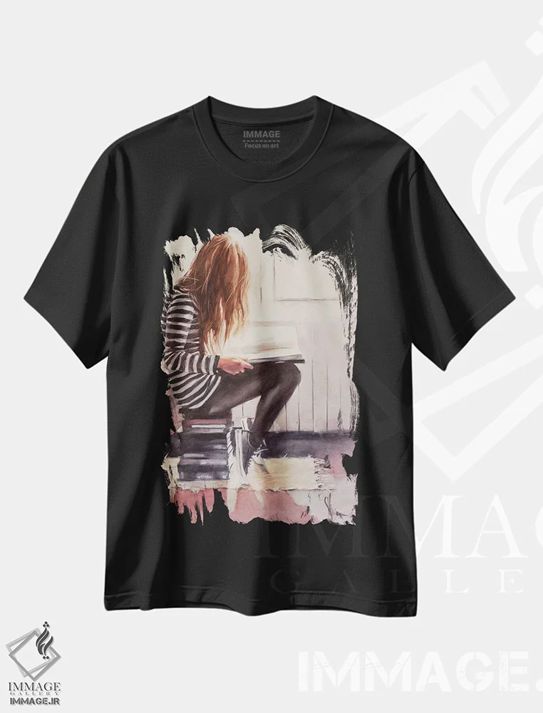 تیشرت مشکی طرح دار عشق به خواندن، دکوراسیون جایگزین اثر ایگور شولمان | immage.ir
