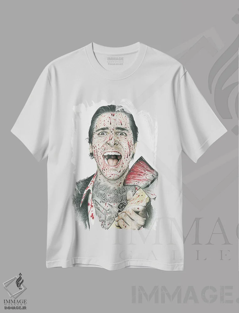 تیشرت سفید طرح دار روانی آمریکایی اثر اینکد آیکونز | فروشگاه ایماژ