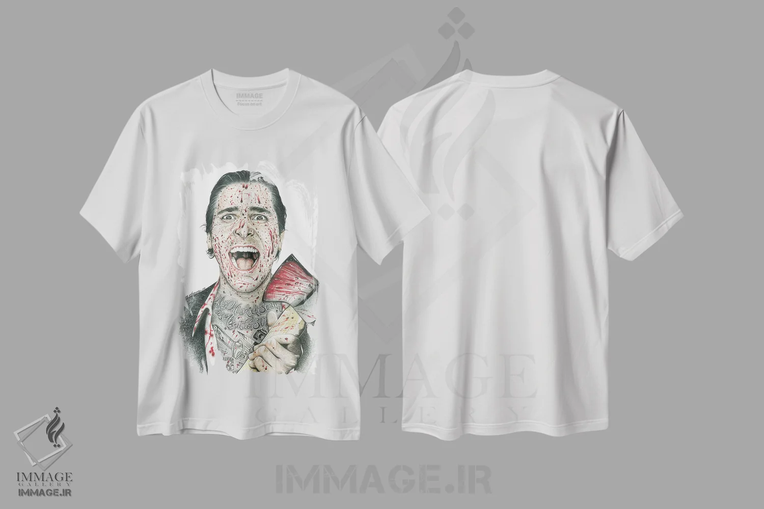 تیشرت سفید طرح دار روانی آمریکایی اثر اینکد آیکونز | فروشگاه ایماژ
