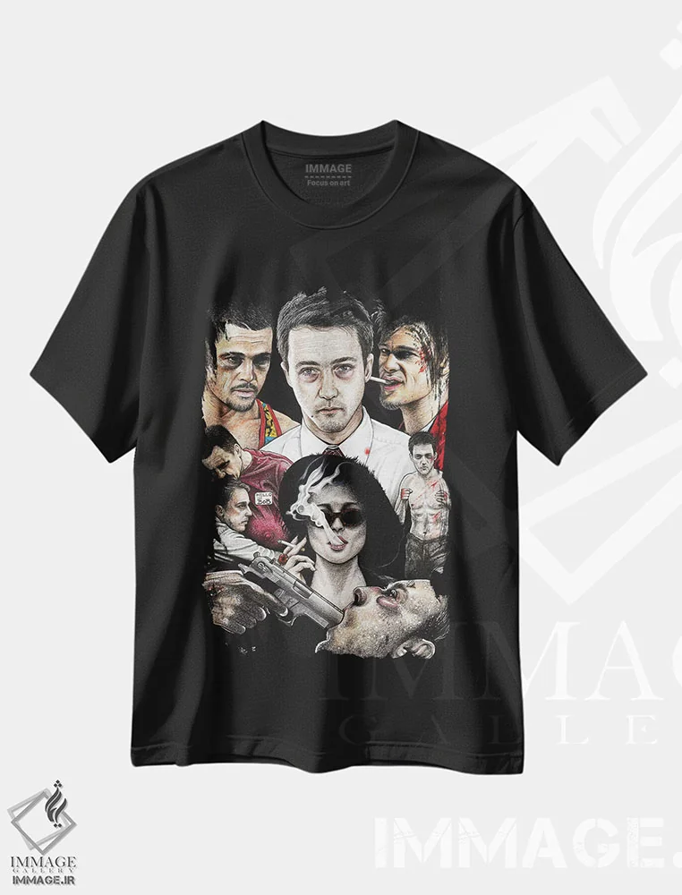 تیشرت مشکی طرح دار کلوب مبارزه چهارم، هنر فاخر معاصر اثر اینکد آیکونز | فروشگاه ایماژ