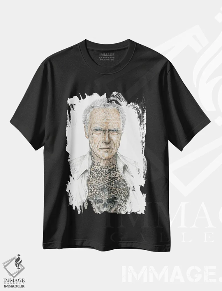 تیشرت مشکی طرح دار ایستوود اصلی، هنر فاخر معاصر اثر اینکد آیکونز | فروشگاه ایماژ