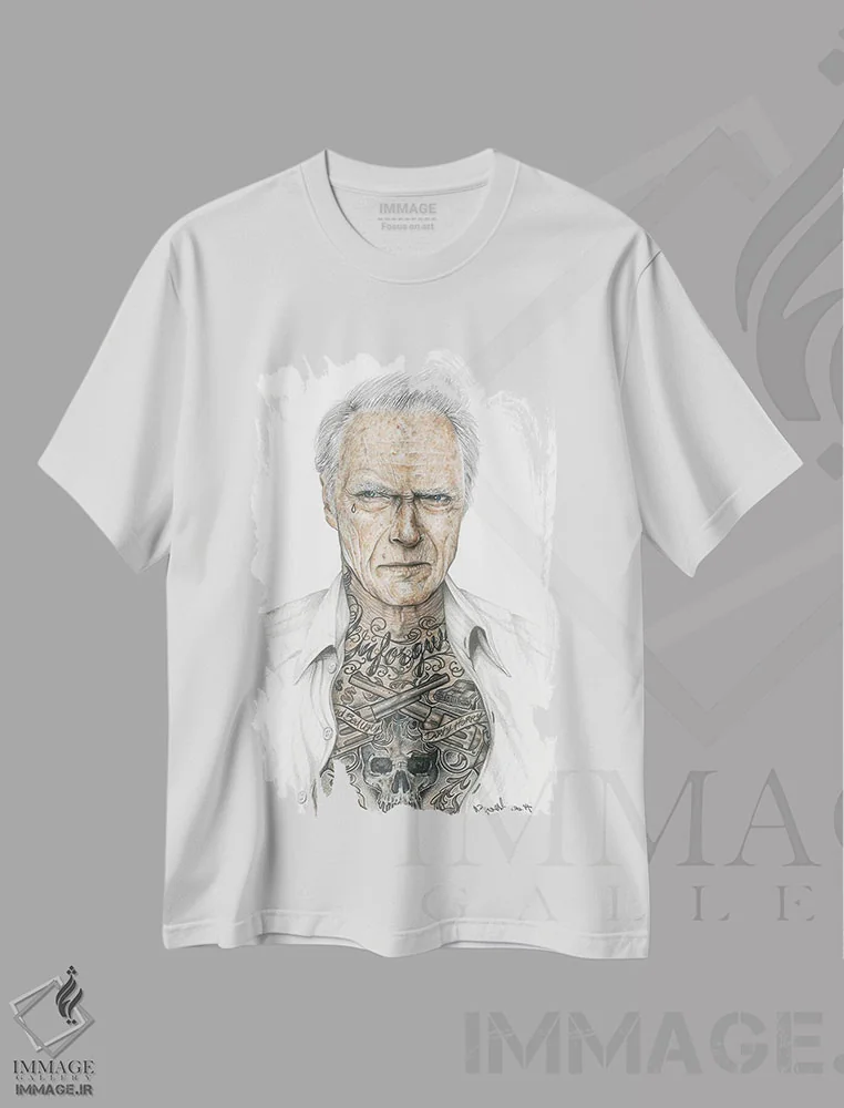 تیشرت سفید طرح دار ایستوود اصلی، هنر فاخر معاصر اثر اینکد آیکونز | immage.ir
