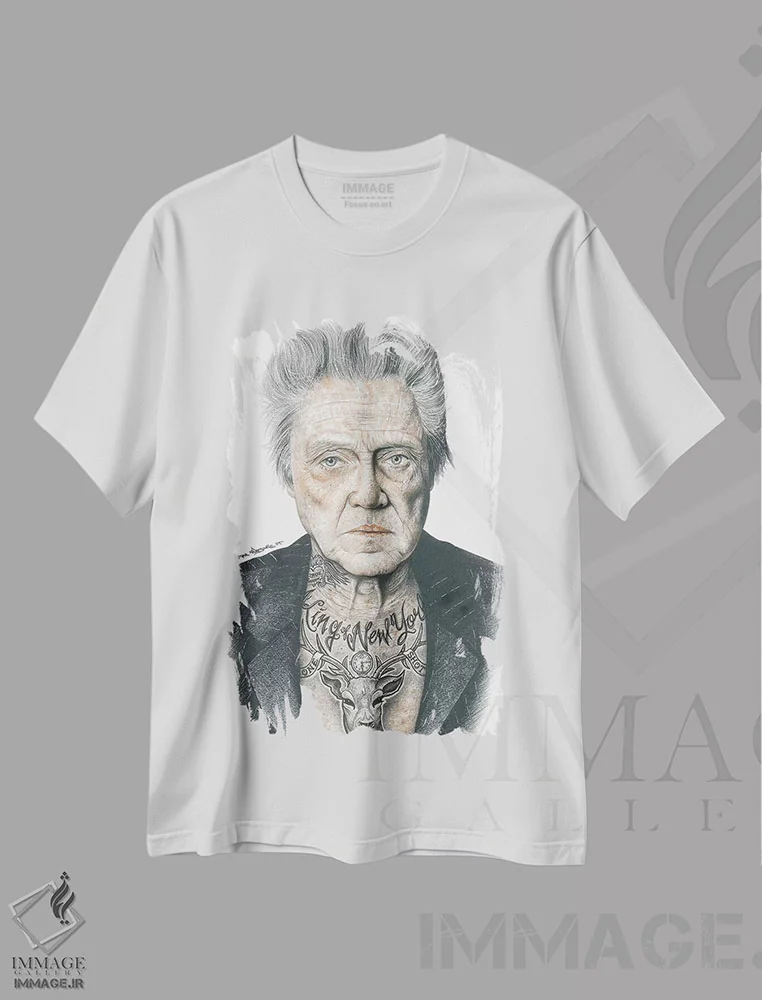 تیشرت سفید طرح دار واکن اصلی، هنر فاخر معاصر اثر اینکد آیکونز | فروشگاه ایماژ