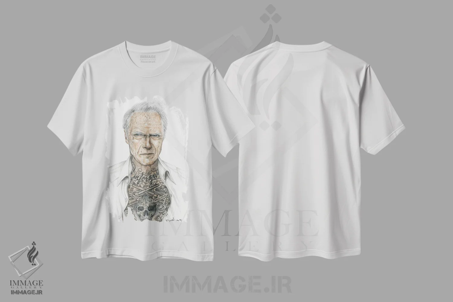 تیشرت سفید طرح دار ایستوود اصلی، هنر فاخر معاصر اثر اینکد آیکونز | immage.ir