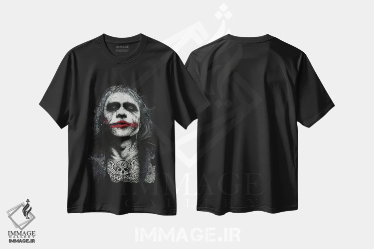 تیشرت مشکی طرح دار جوکر، هنر فاخر معاصر اثر اینکد آیکونز | immage.ir