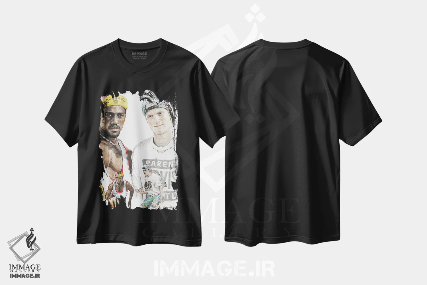 تیشرت مشکی طرح دار مردان سفید نمی توانند بپرند، هنر آمریکایی آفریقایی تبار اثر اینکد آیکونز | فروشگاه ایماژ