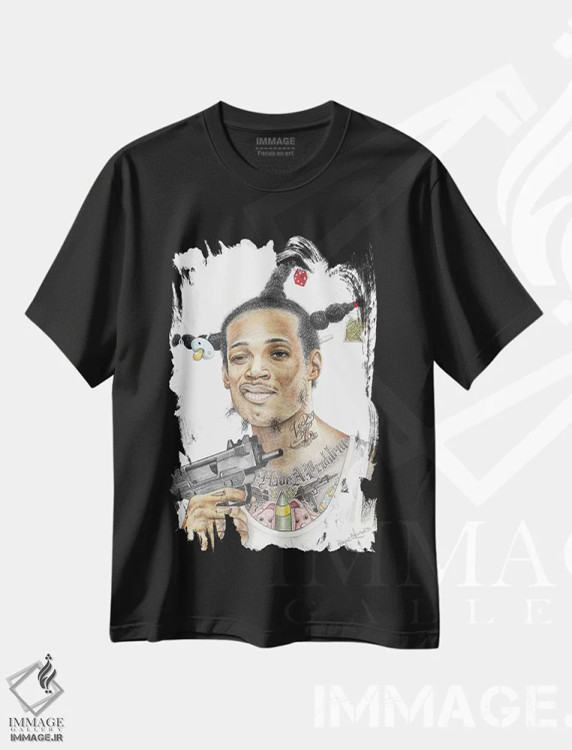 تیشرت مشکی طرح دار لاک داگ اثر اینکد آیکونز | immage.ir