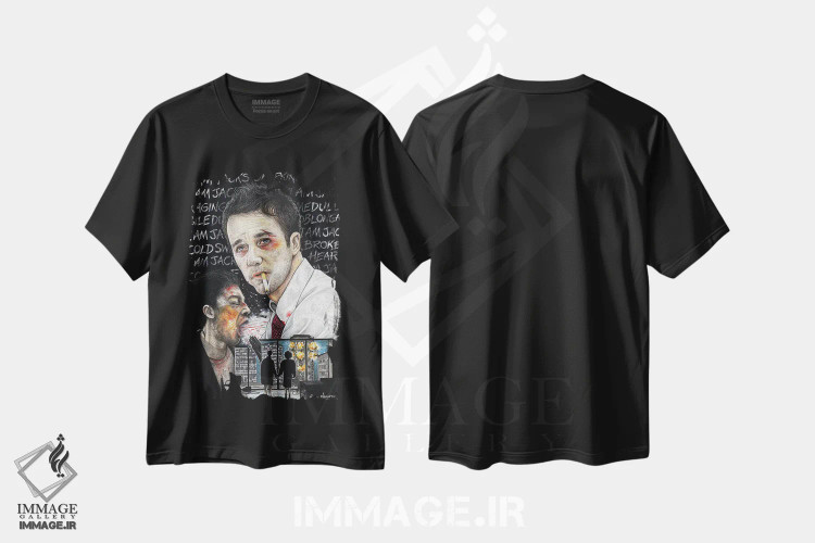 تیشرت مشکی طرح دار باشگاه مبارزه I، دست نقاشی و طراحی دستی اثر اینکد آیکونز | فروشگاه ایماژ