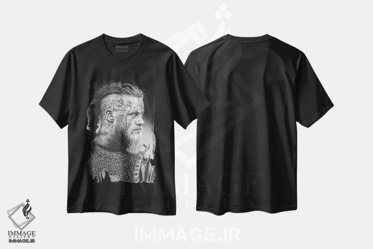 تیشرت مشکی طرح دار رگنار، دست نقاشی و طراحی دستی اثر اینکد آیکونز | immage.ir